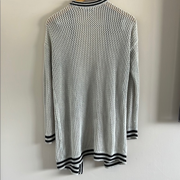 Cream and Black Long-Line Cardigan Sweater - Picture 5 of 5